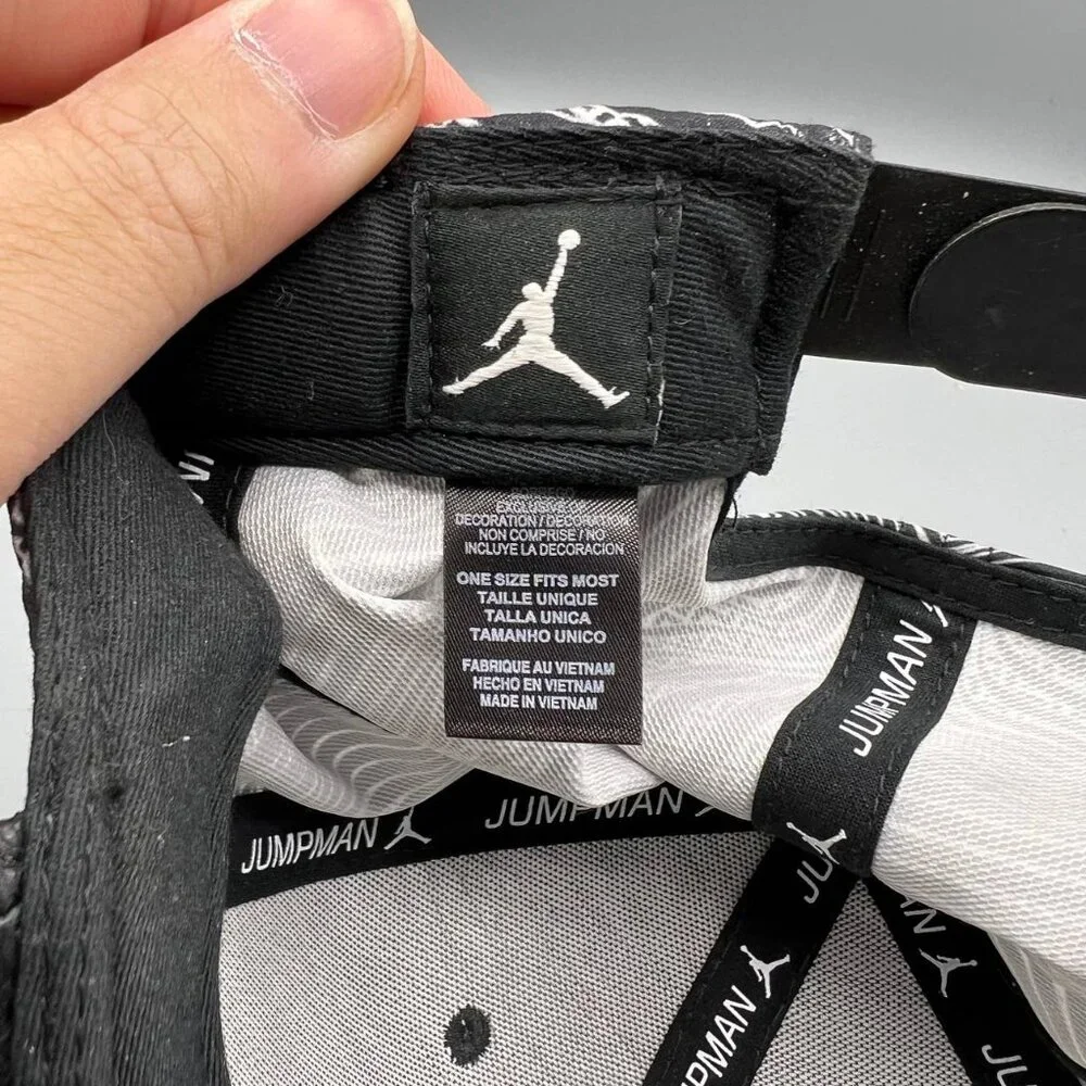 Air Jordan Hat Men Black Wave Pattern‎ Embroidered Logo Jumpman Snap Back Cap